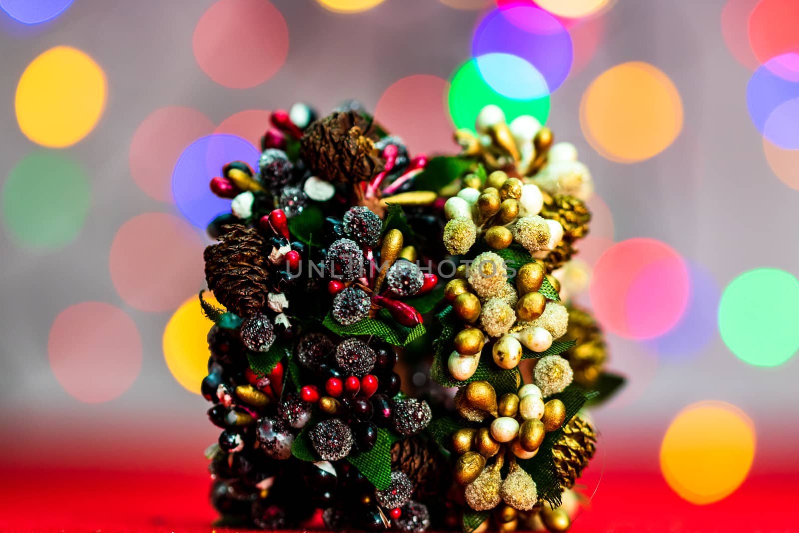 Colorful decorated Christmas wreaths isolated on background of b by vladispas
