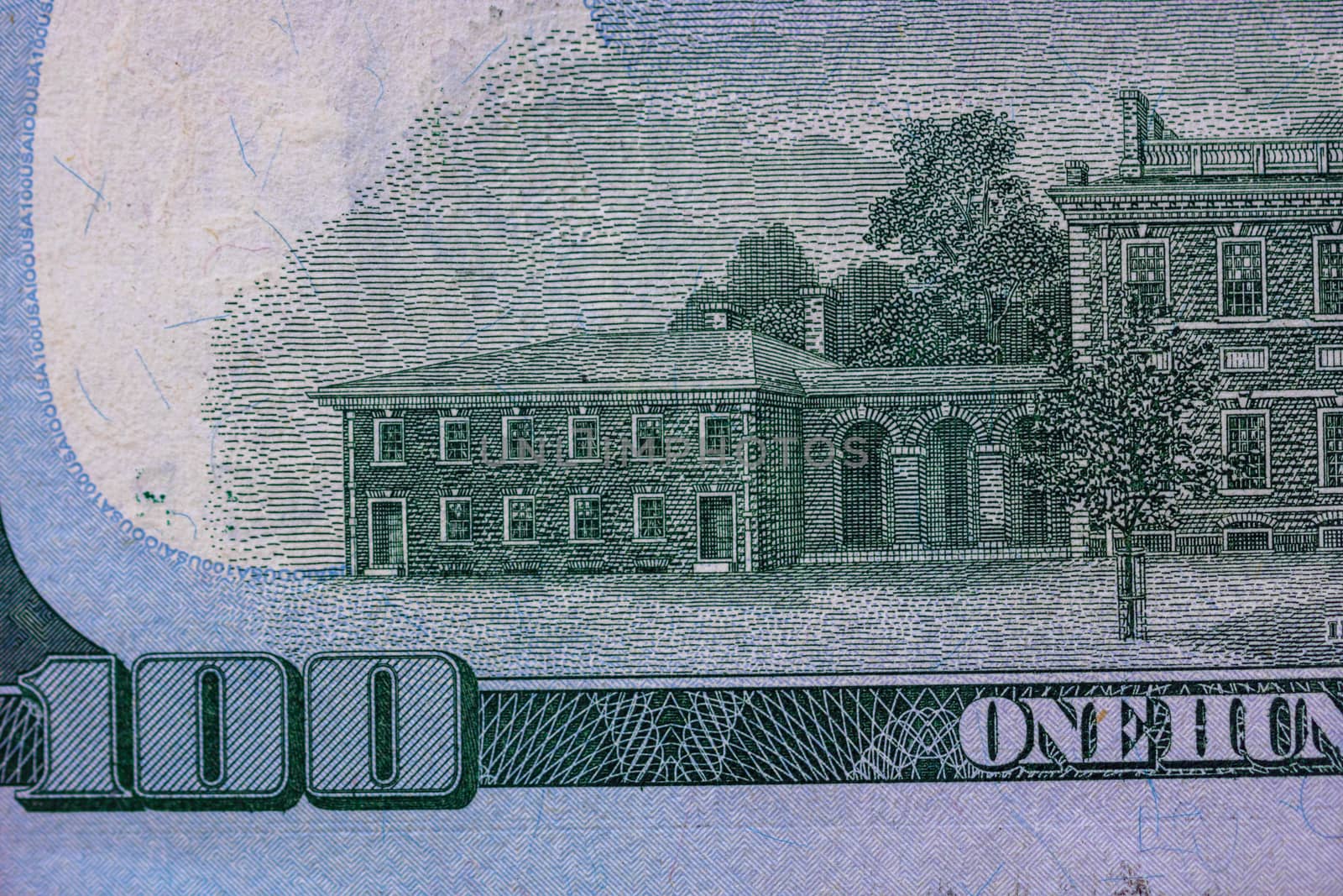Selective focus on detail of 100 dollars banknote. Close up macr by vladispas