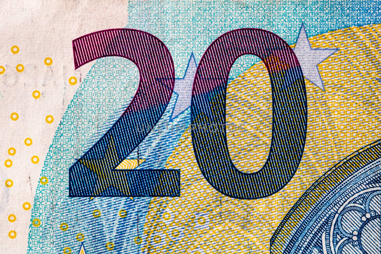 Selective focus on detail of euro banknotes. Close up macro deta by vladispas