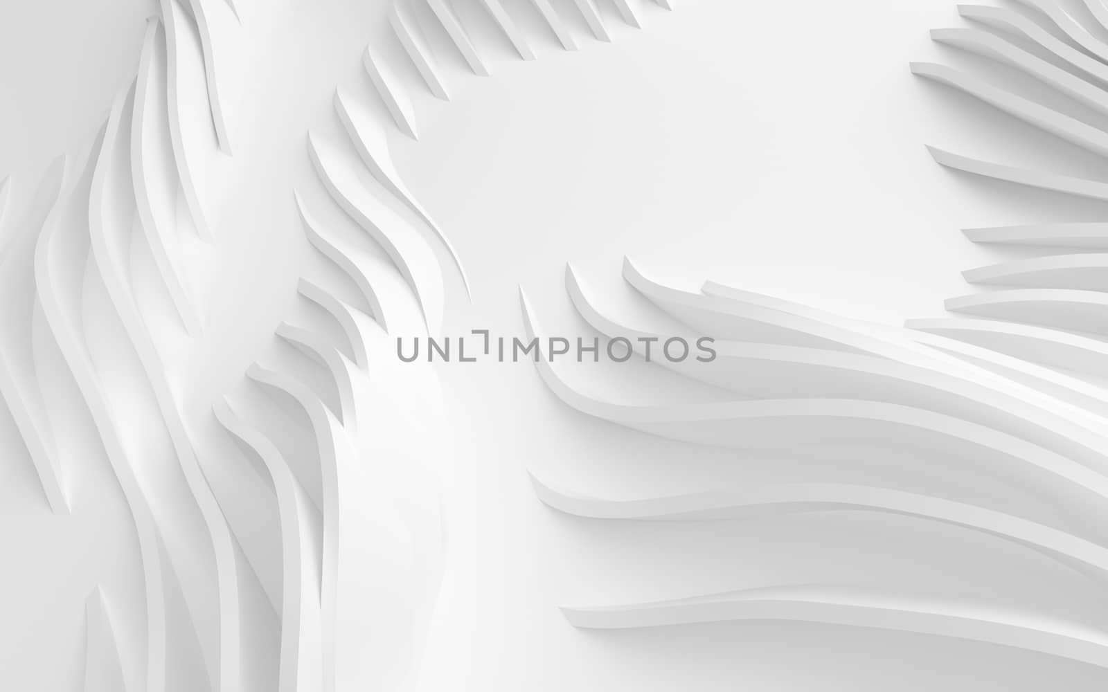Abstract Curved Shapes. White Circular Background. Abstract background. 3d illustration