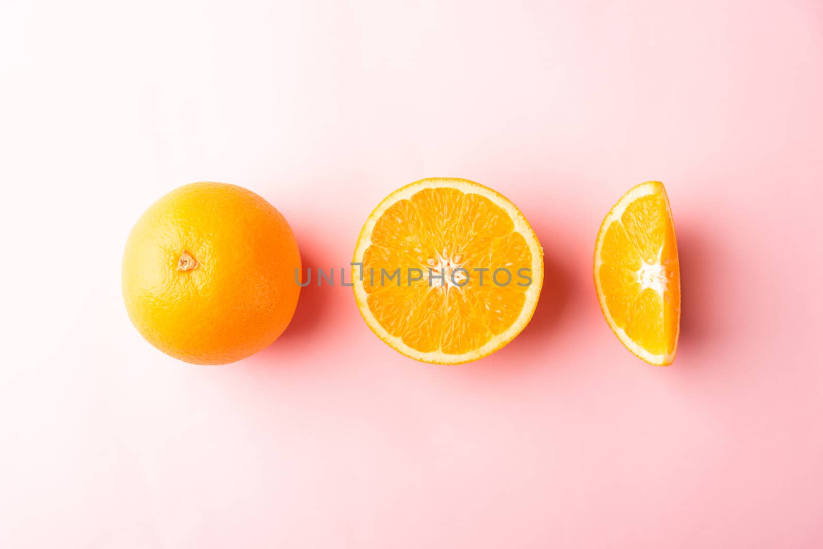 Fresh half orange fruit slice and full orange by Sorapop