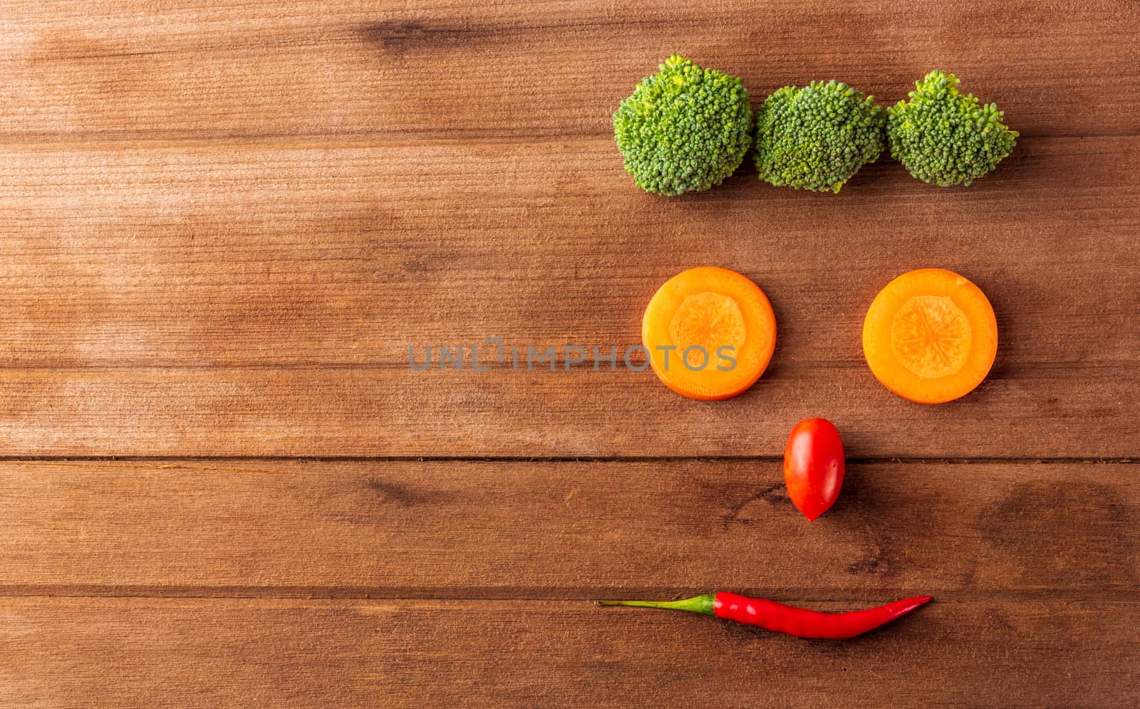happy fresh organic vegetable and fruit face smiling by Sorapop