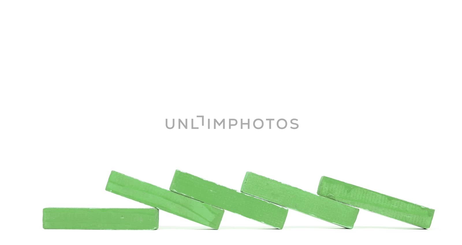 Vintage green building blocks isolated on white background