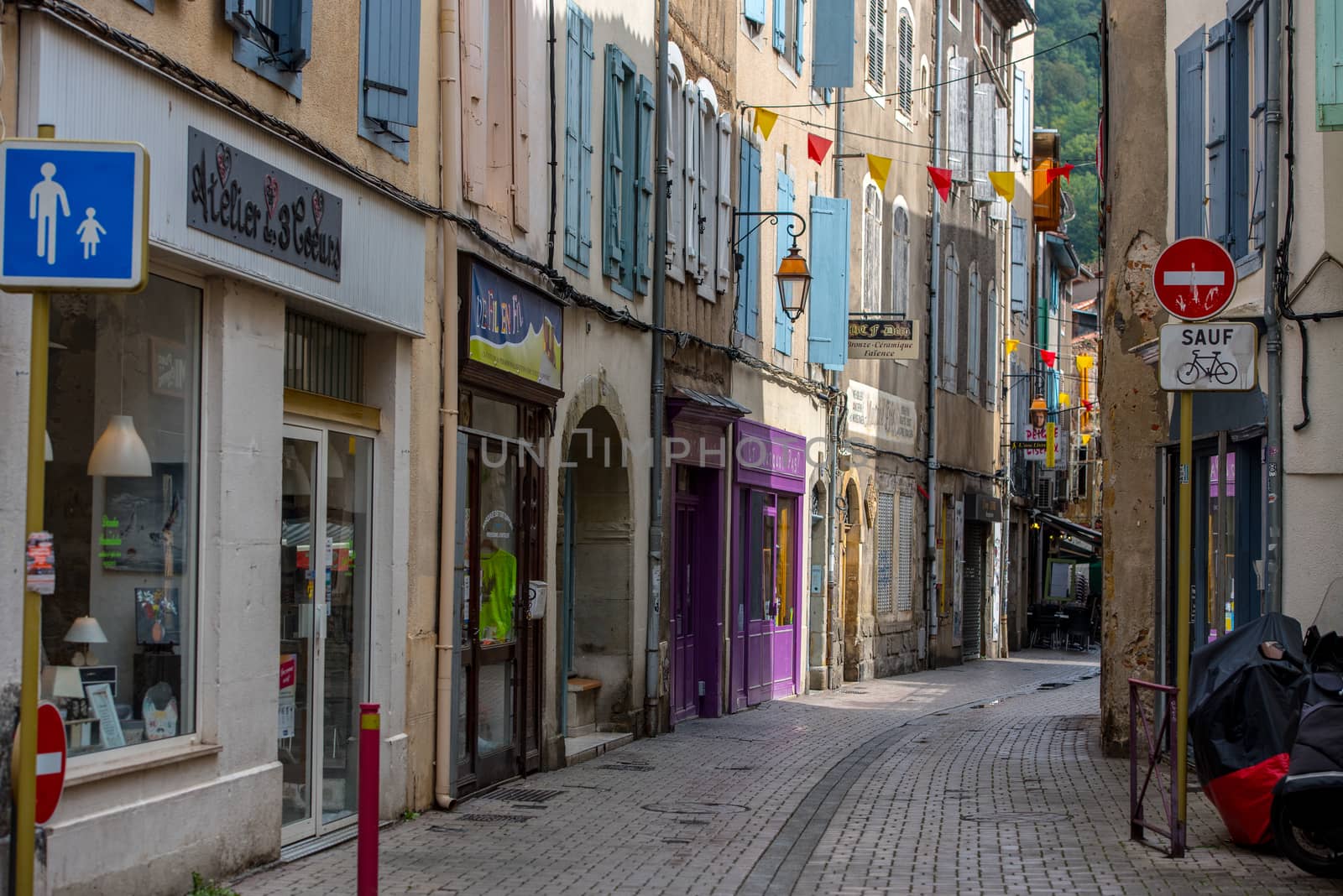 Streets of the village Foix in the south of France, Europe by martinscphoto