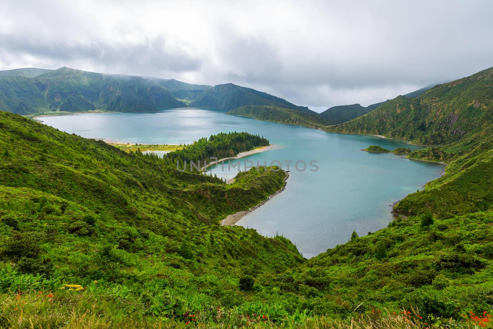 Beautiful view of Lagoa do Fogo, Sao Miguel Island, Azores, Portugal