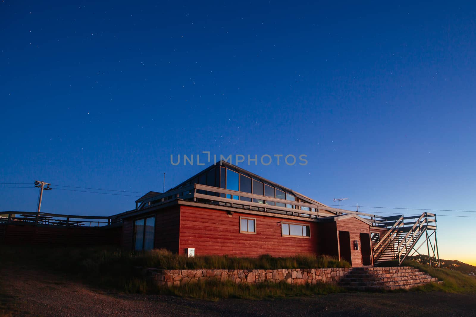 The view at sunset from the summit of Mt Buller and Koflers in the Victorian Alps in the Victorian High Country, Australia