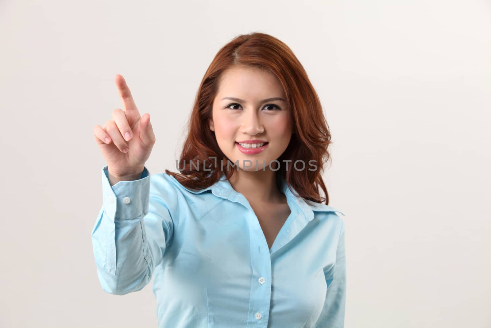 woman using invisible touch screen