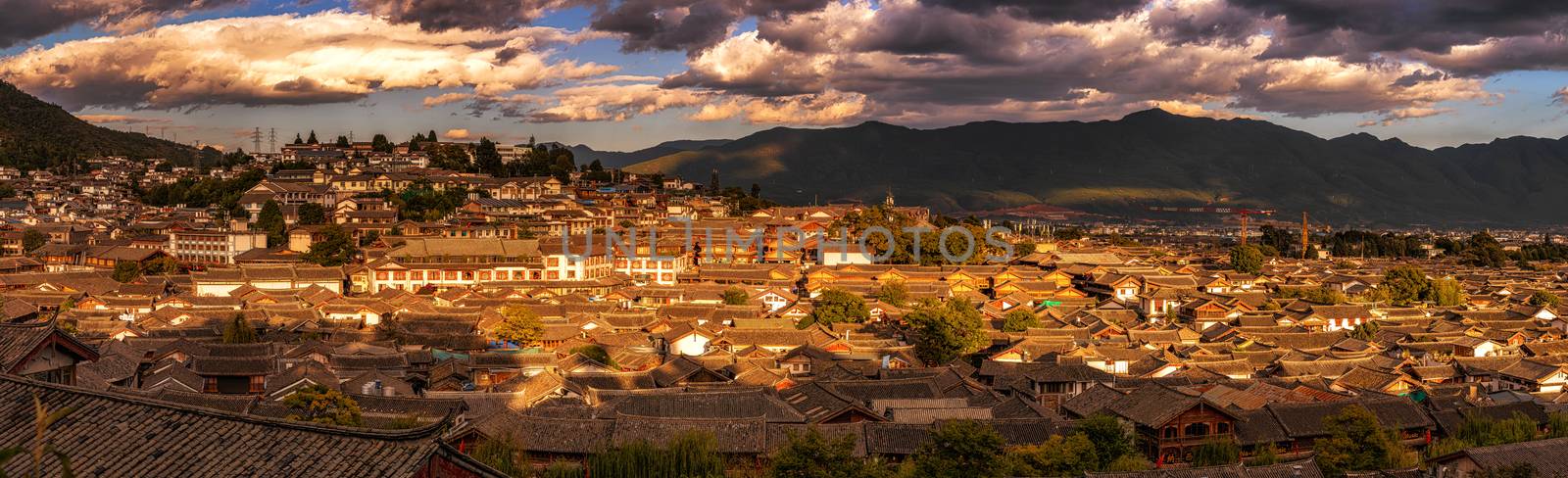 Panorama Top view scene of ancient LiJiang old town, is the hist by Tzido
