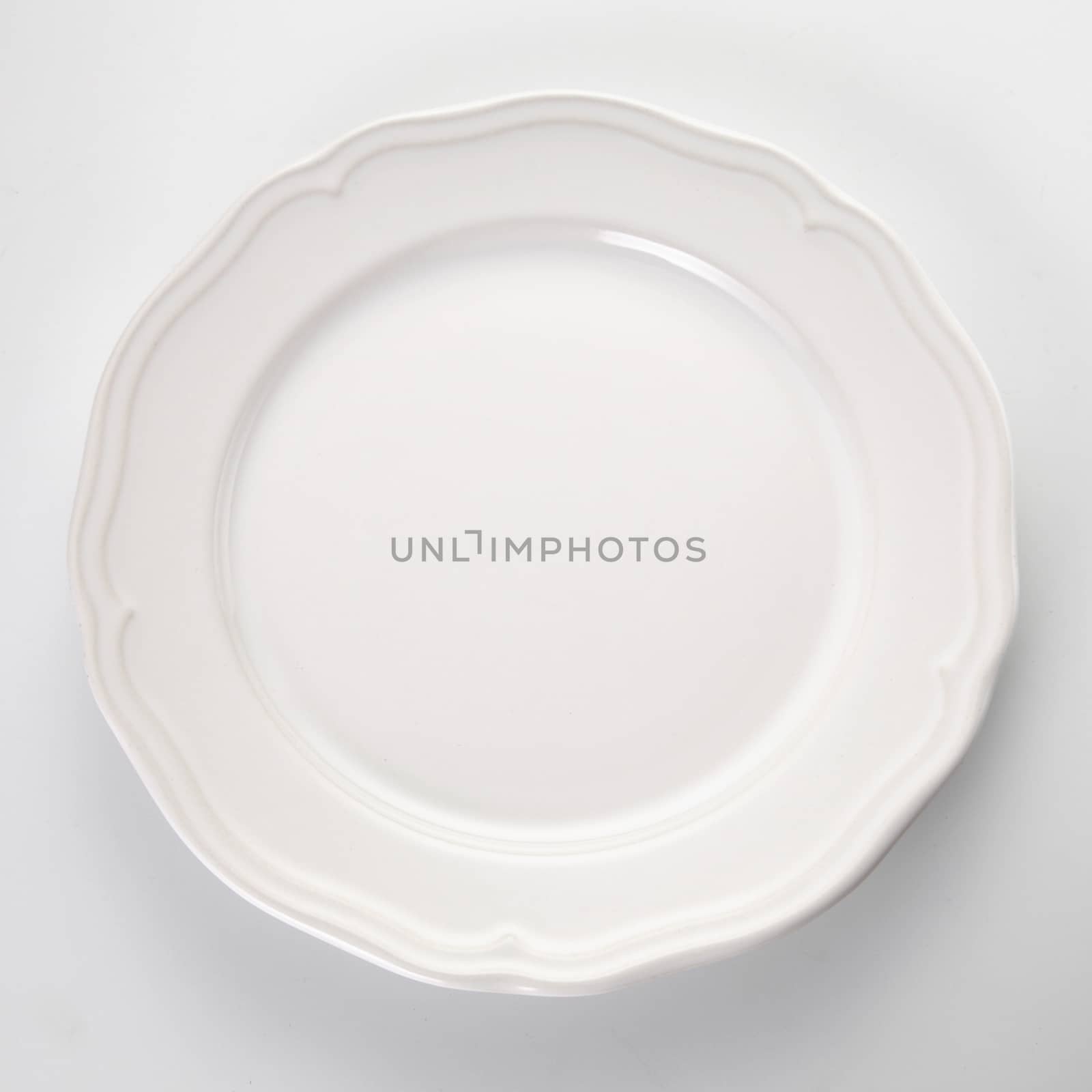 top view of white dinner plate