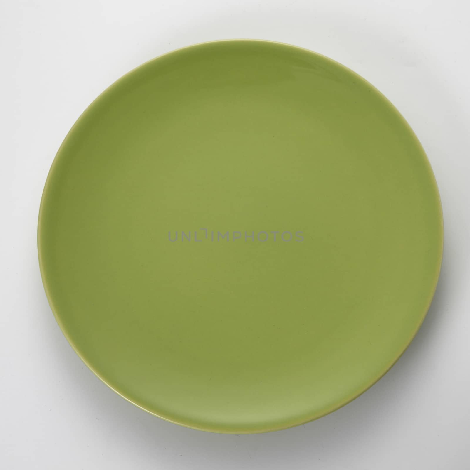 top view of green color  dinner plate