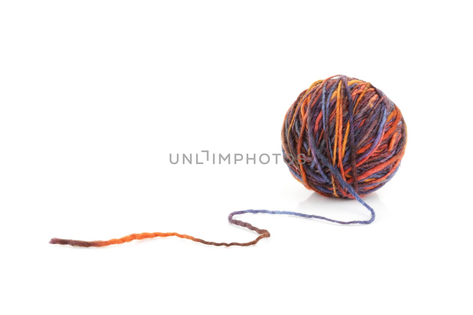 A ball of wool yarn on white background
