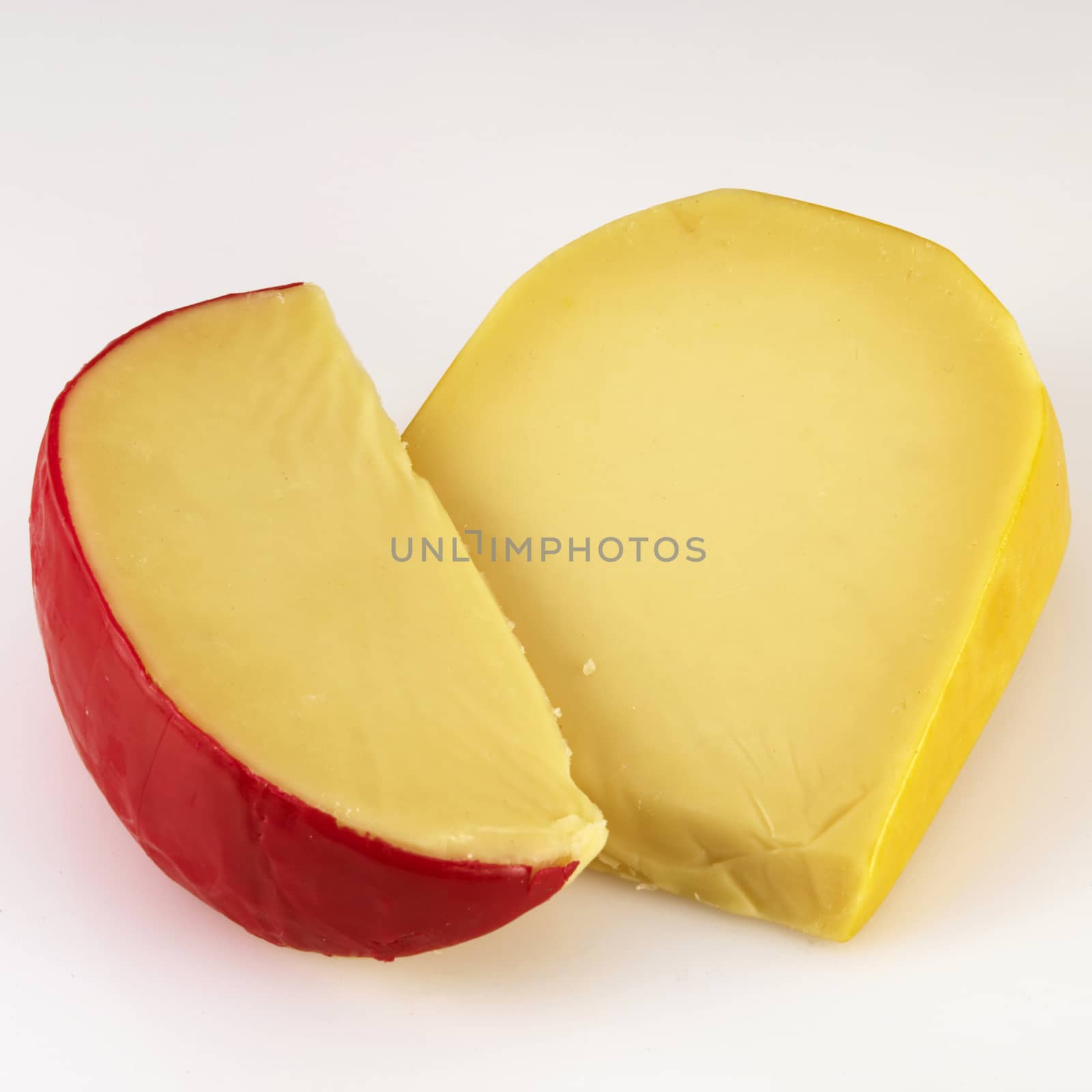 cheese block on the white background