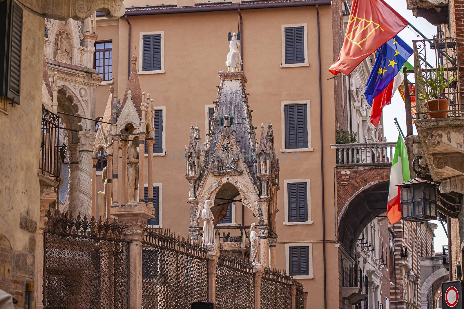 Detail of Arche Scaligere tomb in Verona city center