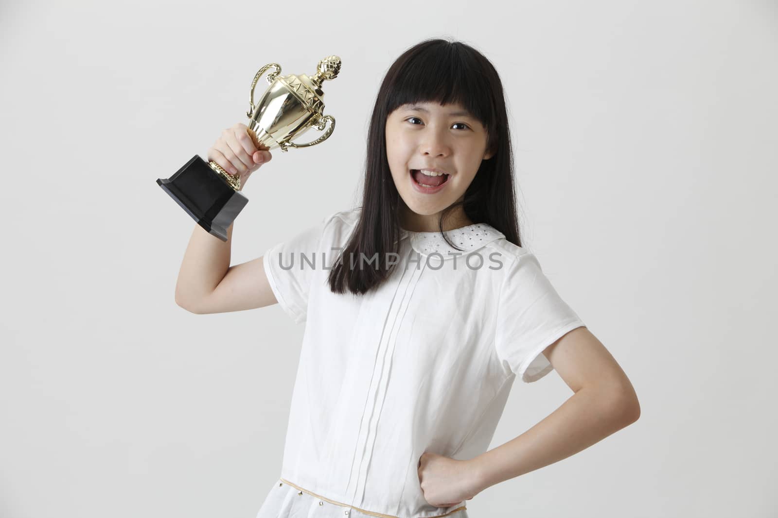 chinese girl happy to own a trophy