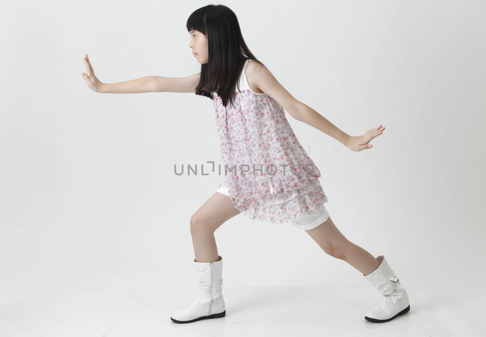 chinese girl with fighting position