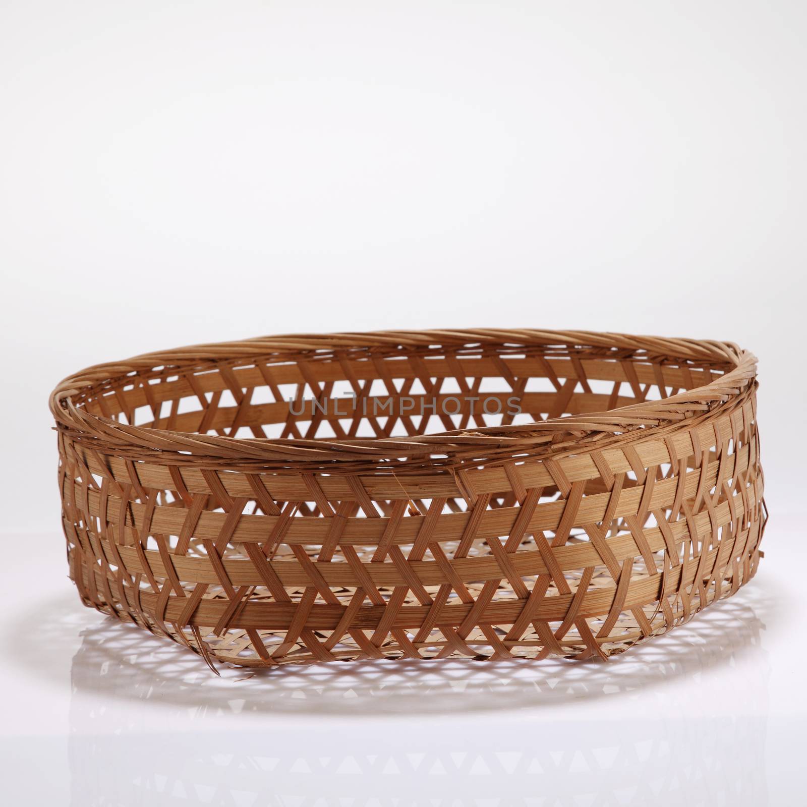 bamboo basket on the white background