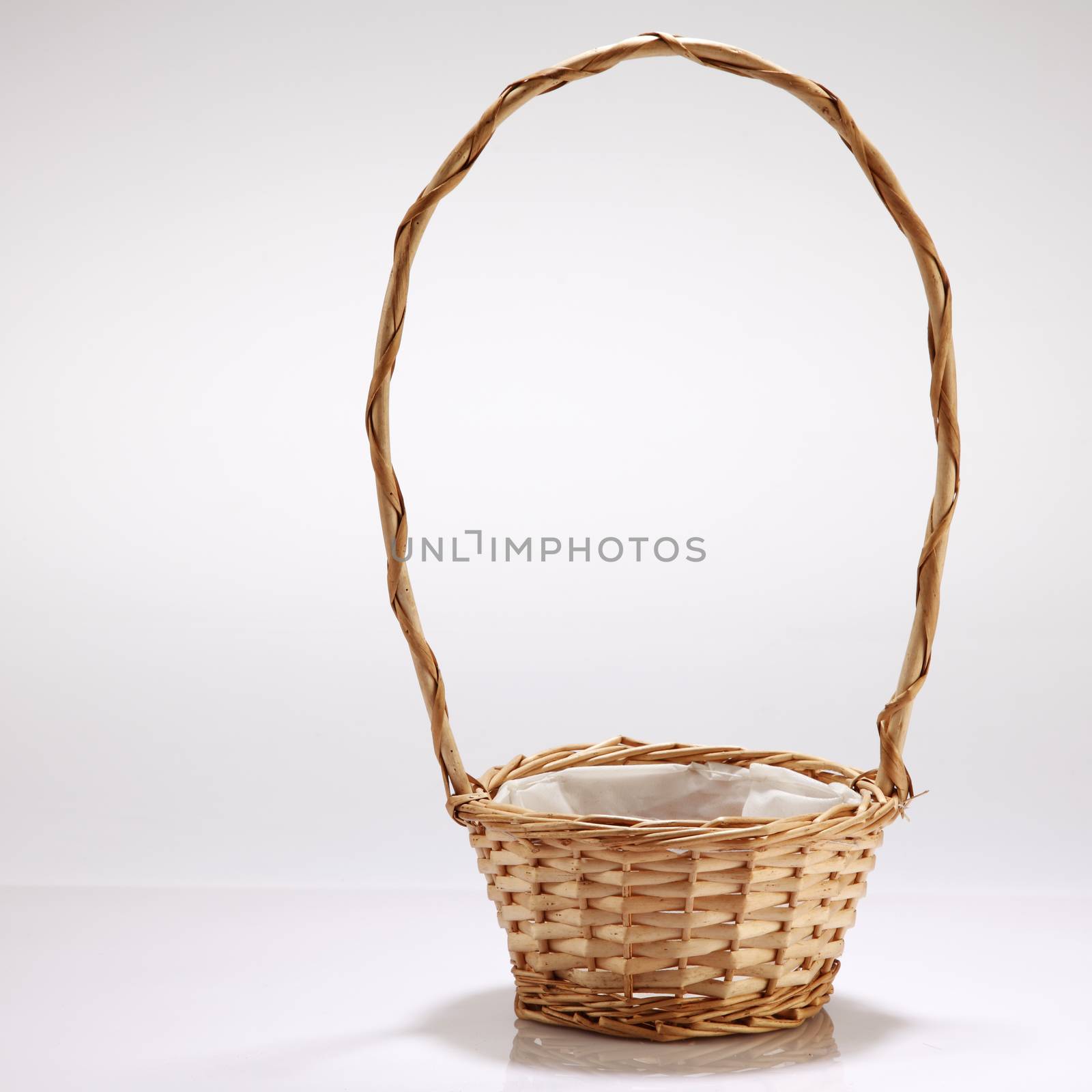 bamboo basket on the white background