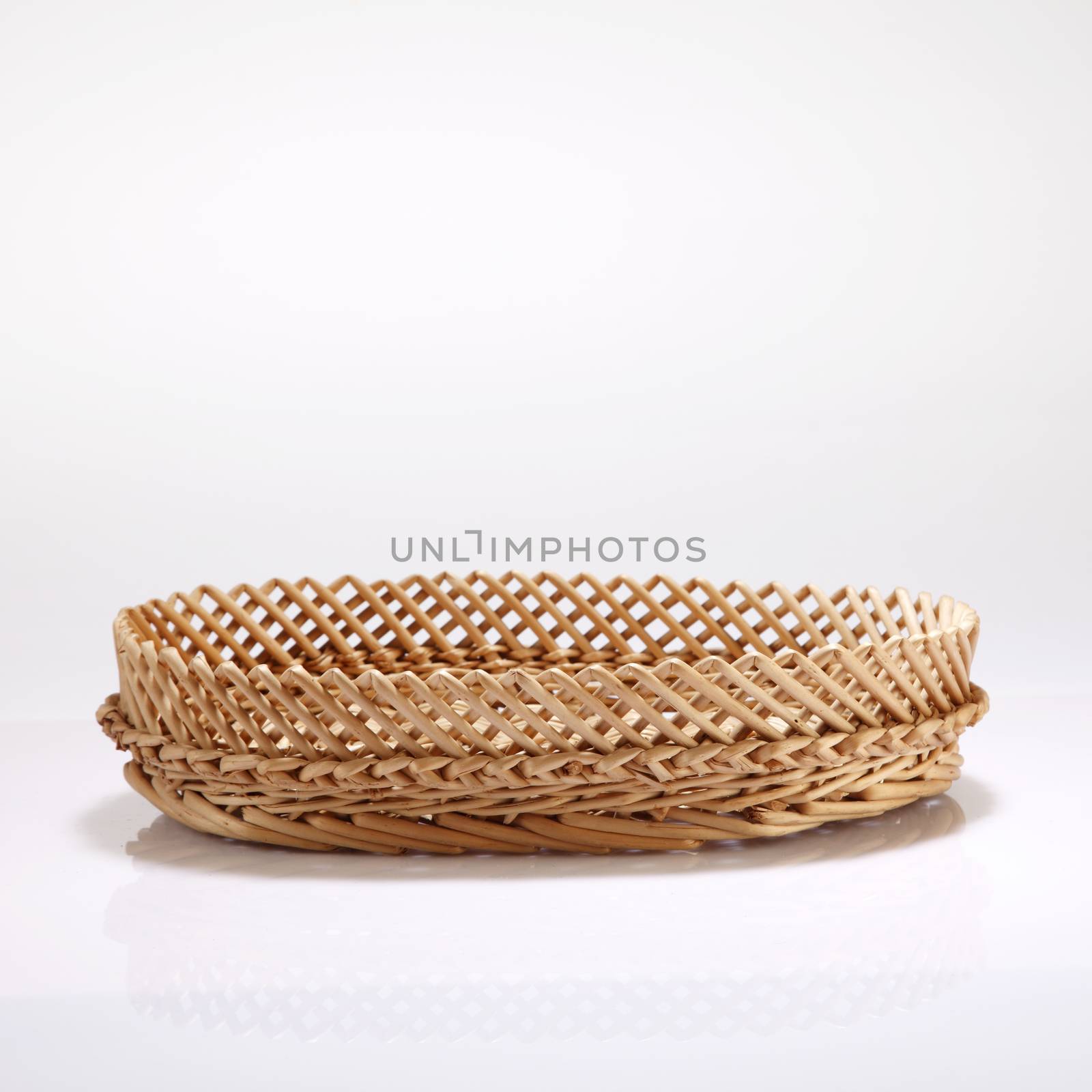 bamboo basket on the white background