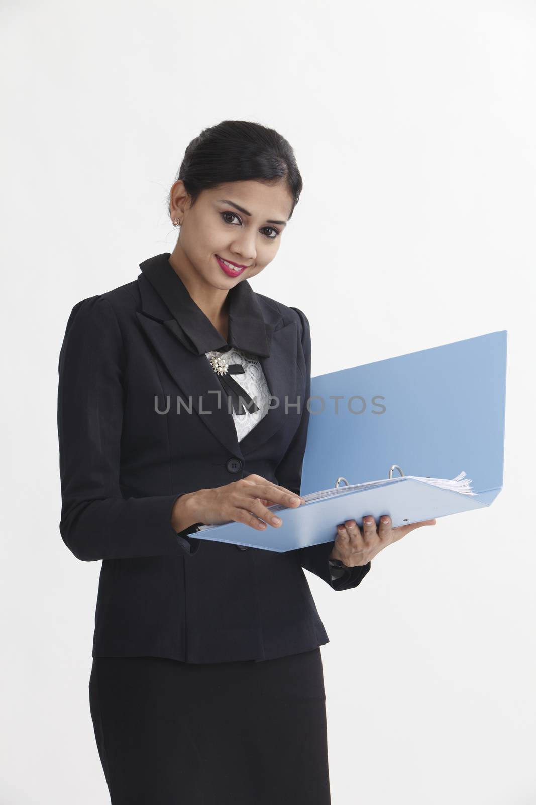 business woman holding business file