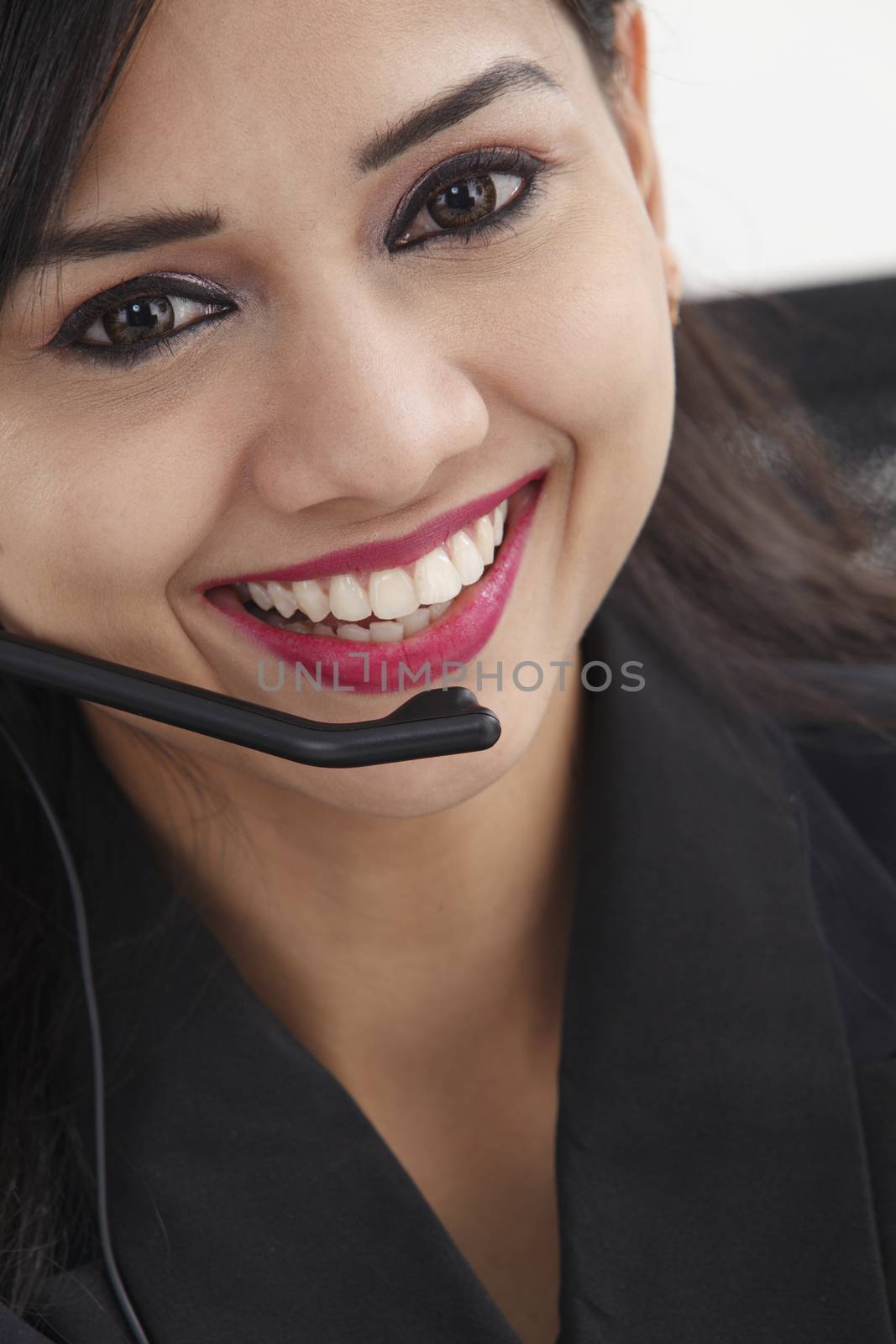 close up of the receptionist talking