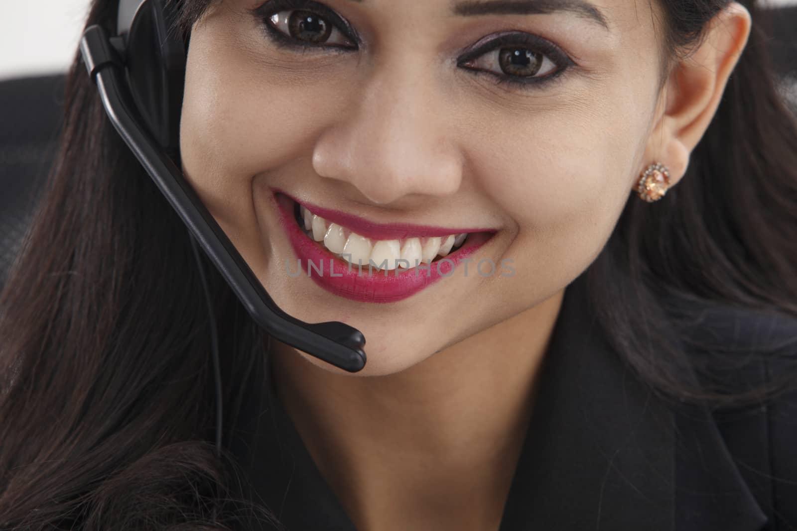 close up of the receptionist talking