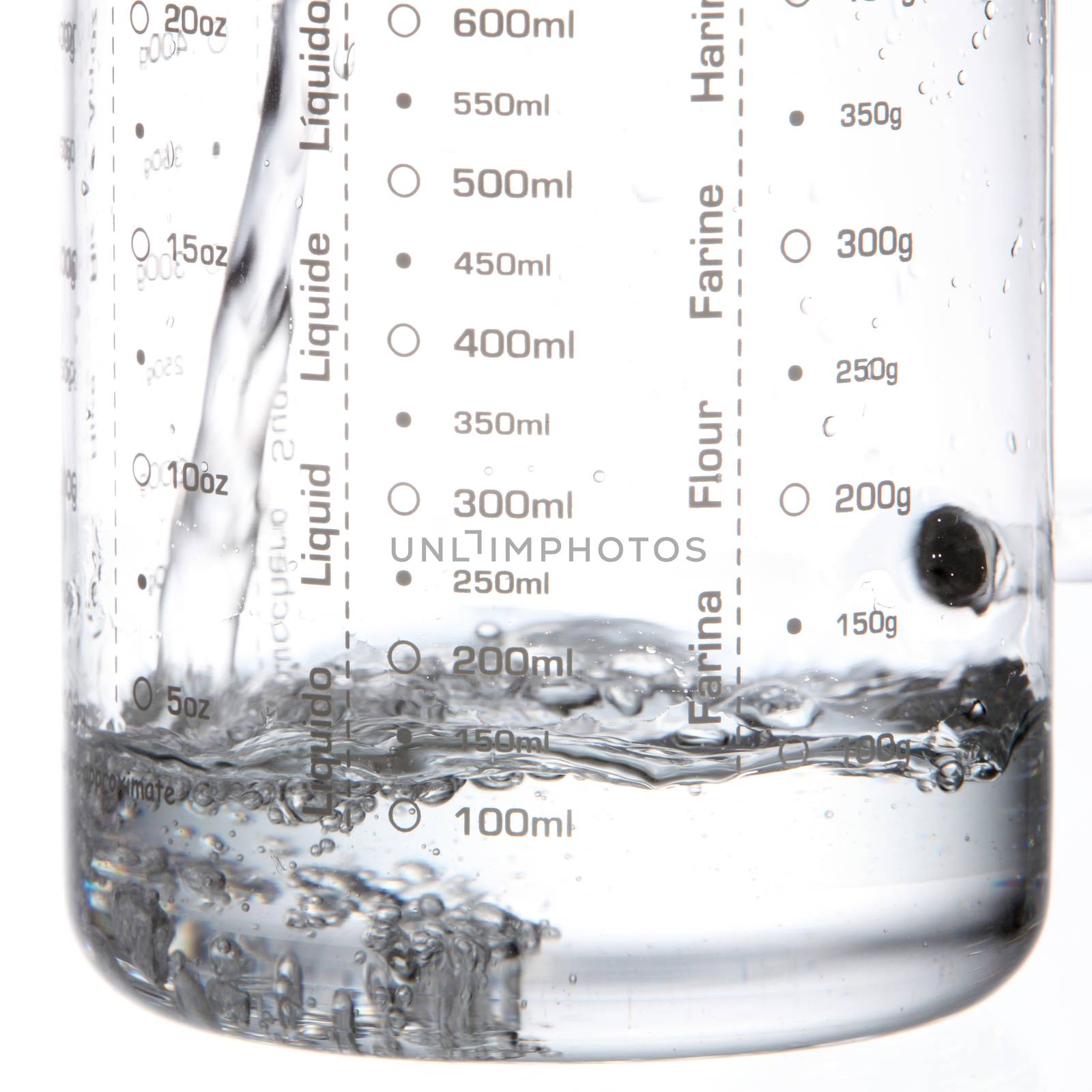 pouring water in to measuring jar