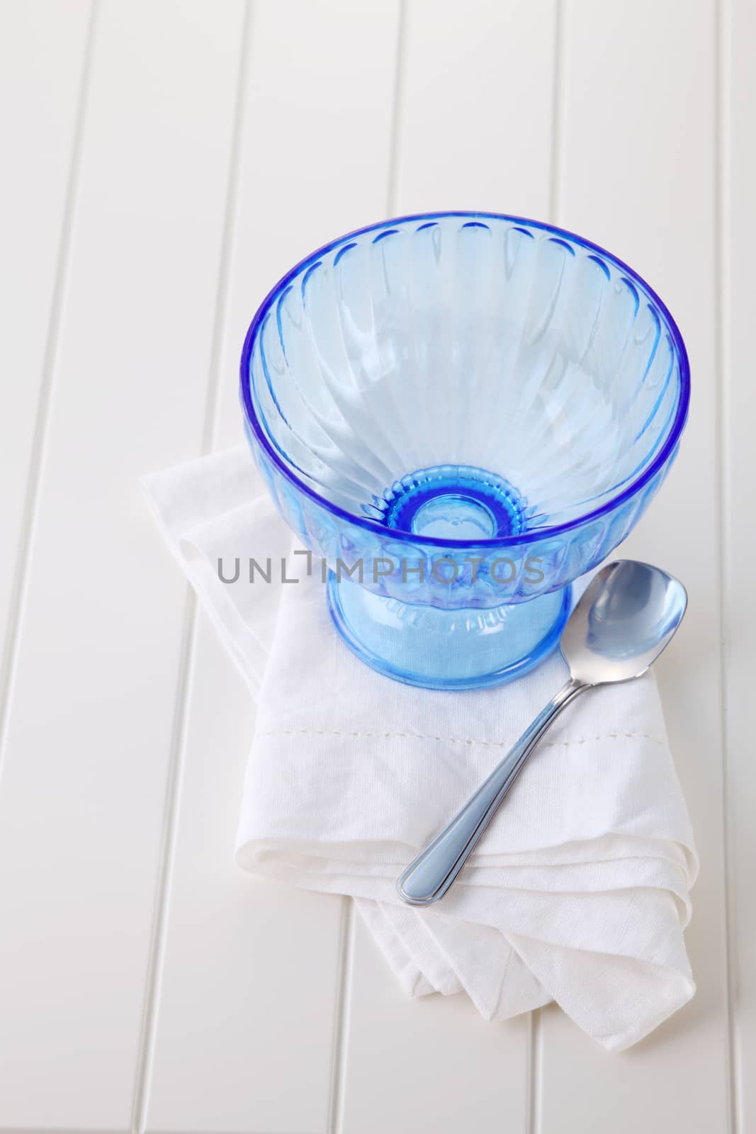 empty blue color salad or dessert bowl