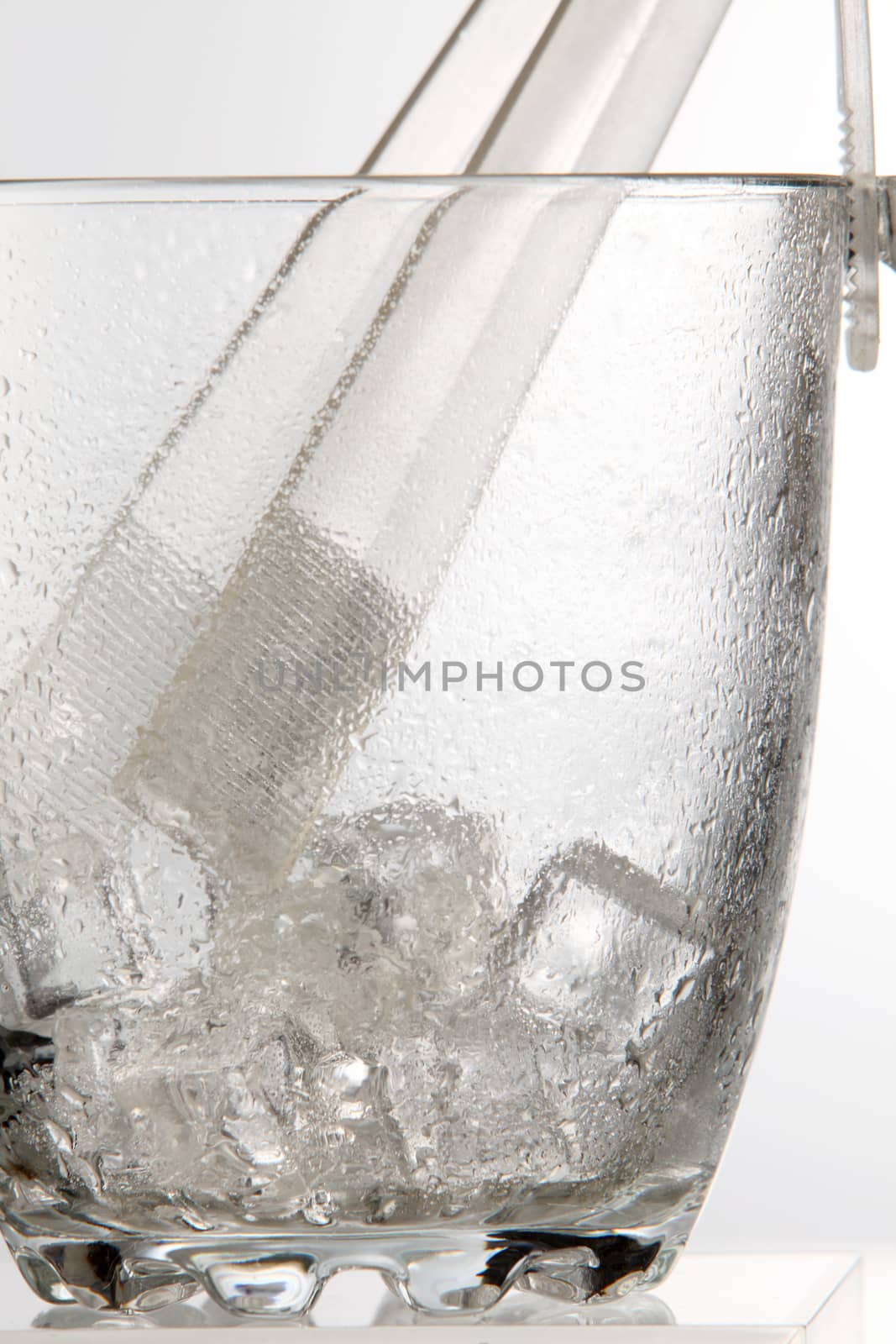 close up of ice in the bucket