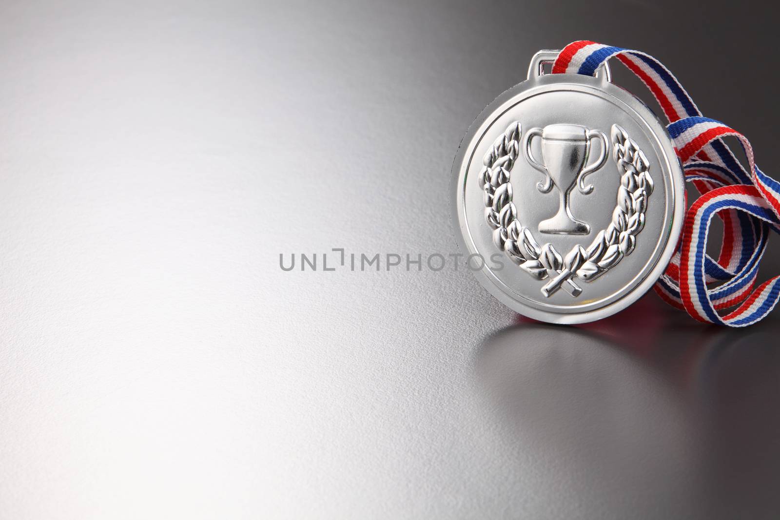 silver medal on the ggray background