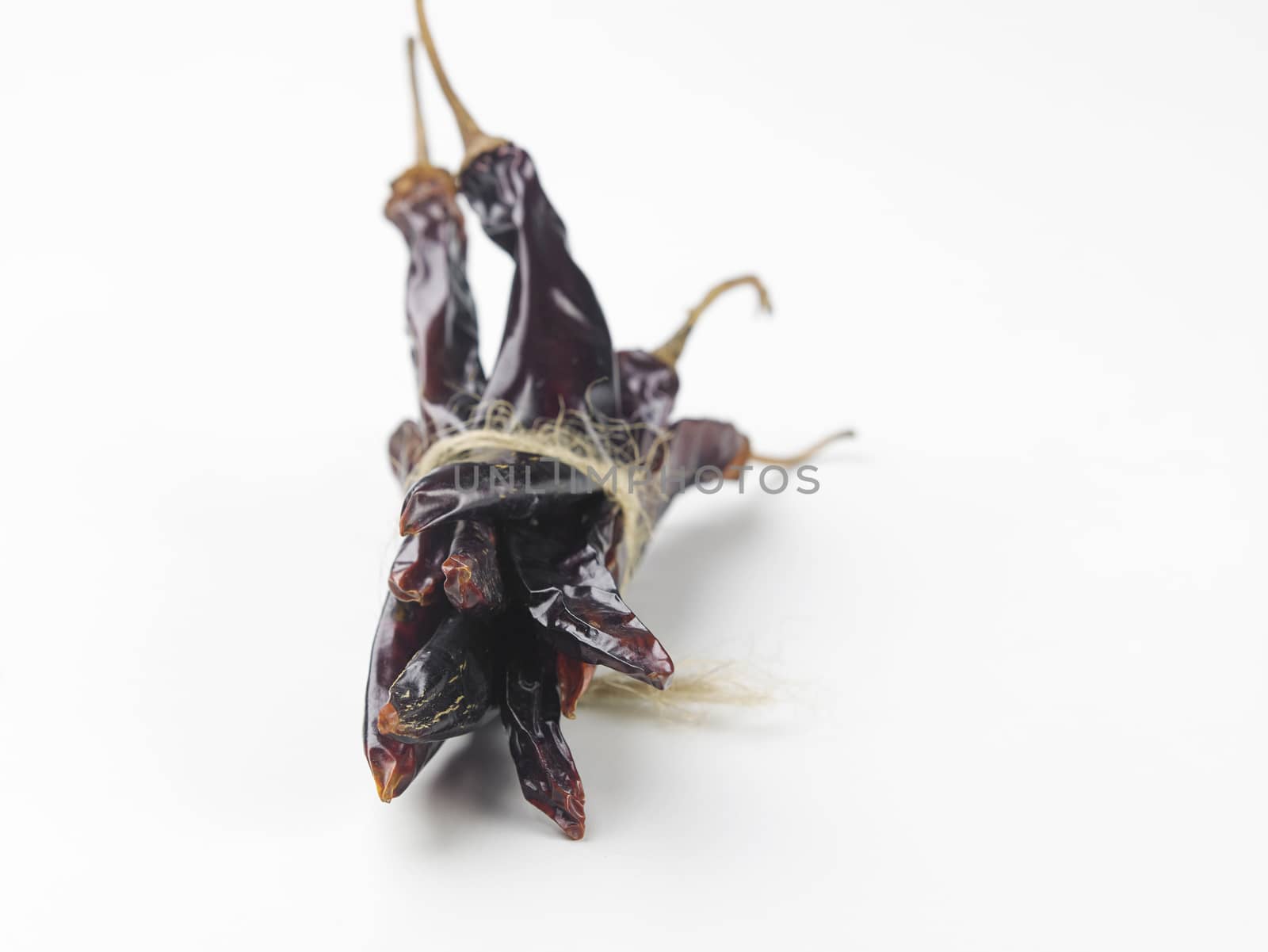 bunch of the dried chilli on white background