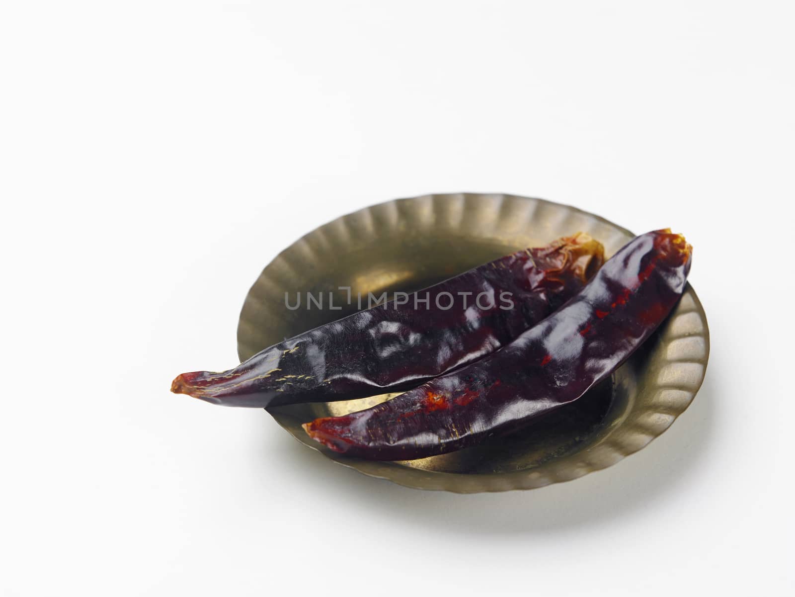 Dried chili on white background