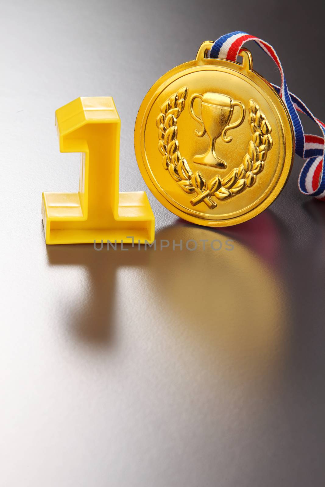 number one and golden medal