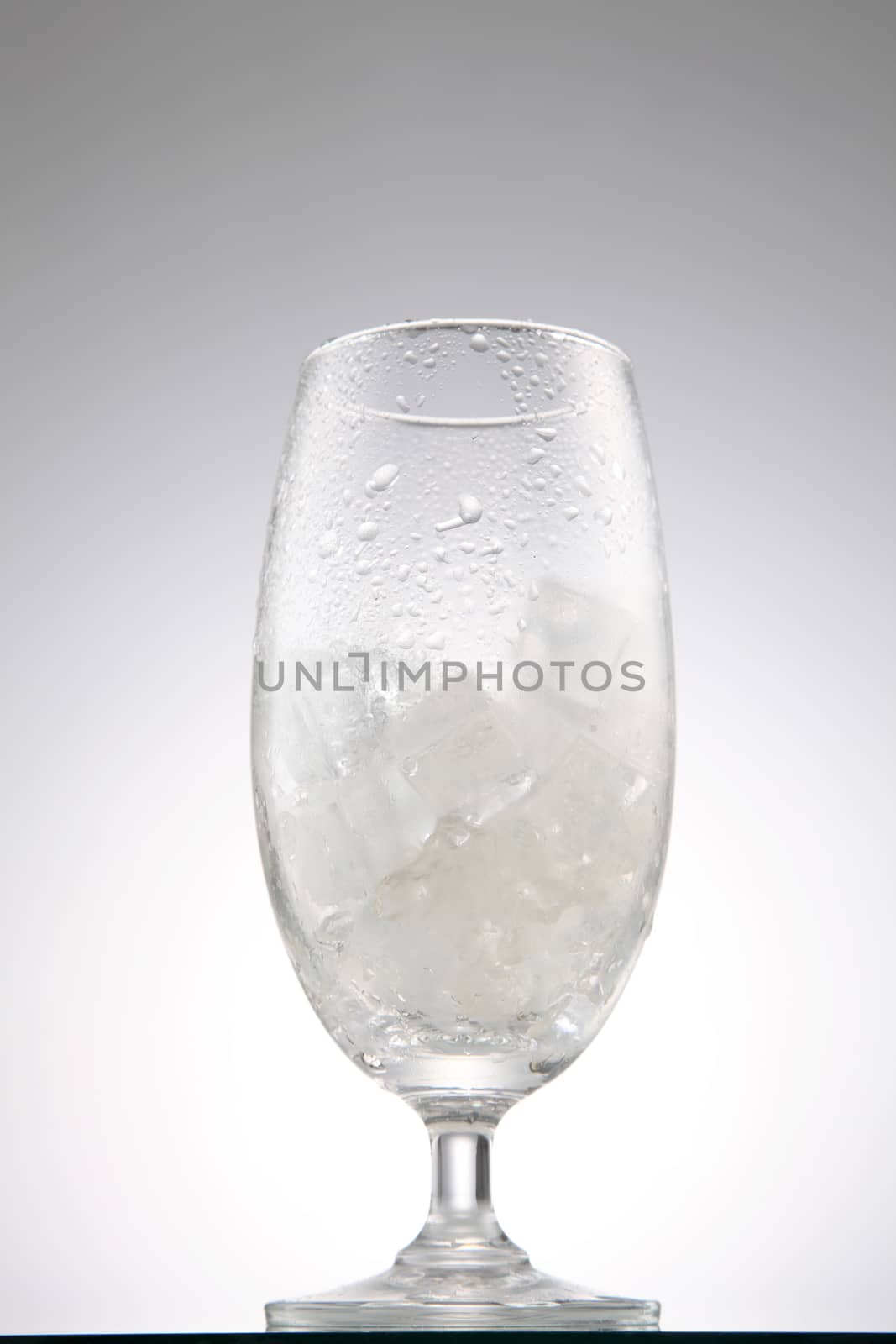 glass of the ice on the white background