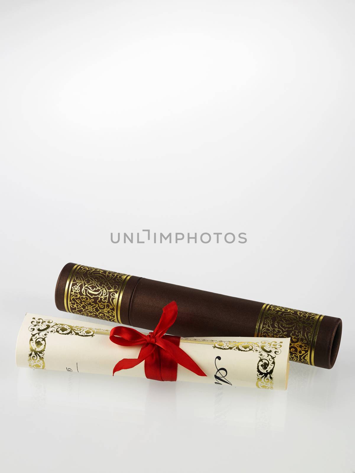 Red Scroll Container and certificate by eskaylim