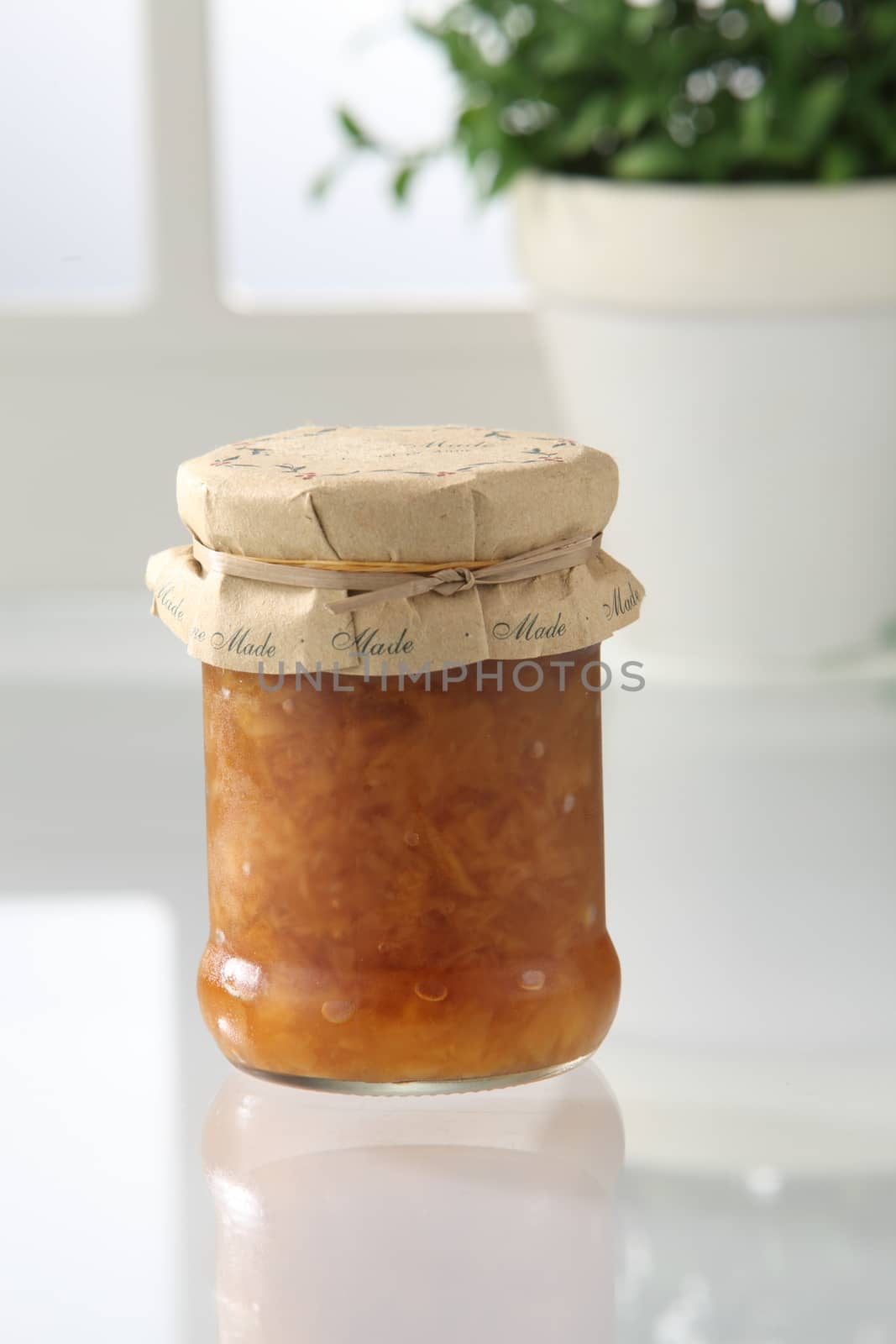 pineapple jam in the glass container