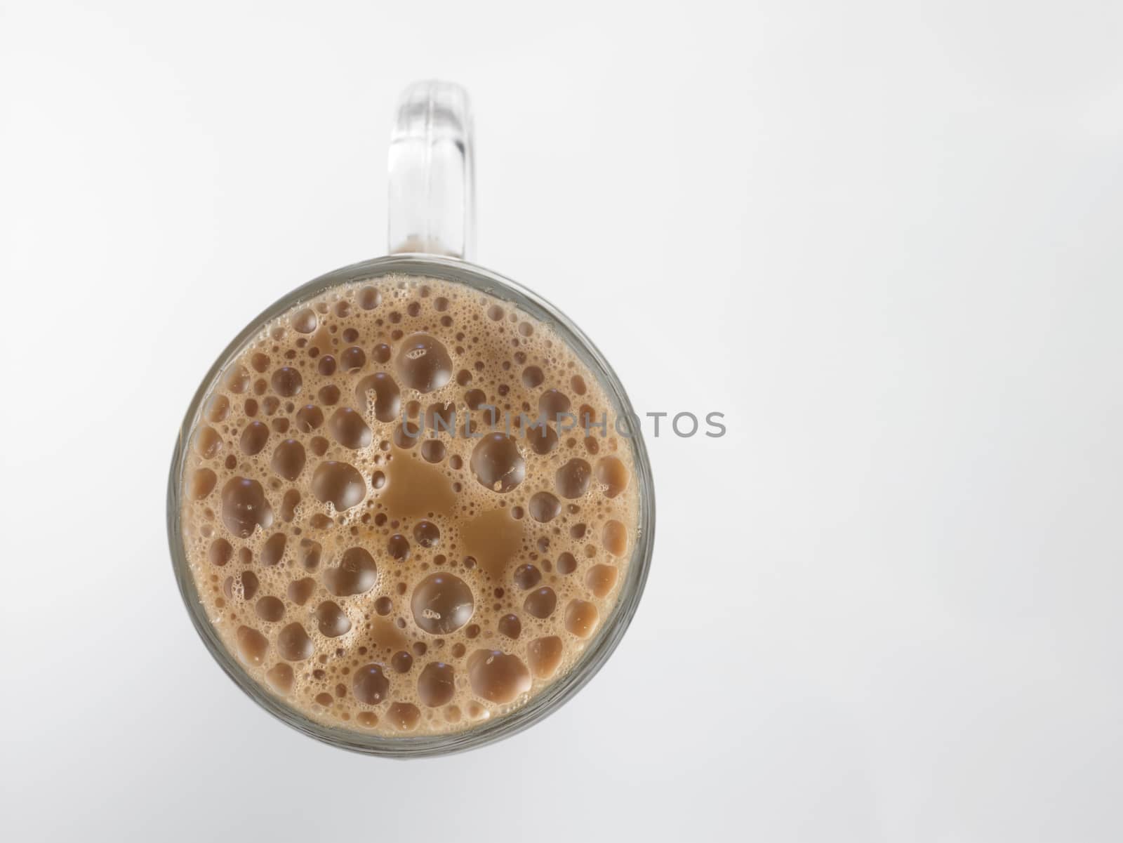 Top view Tea with milk or Teh Tarik in Malaysia