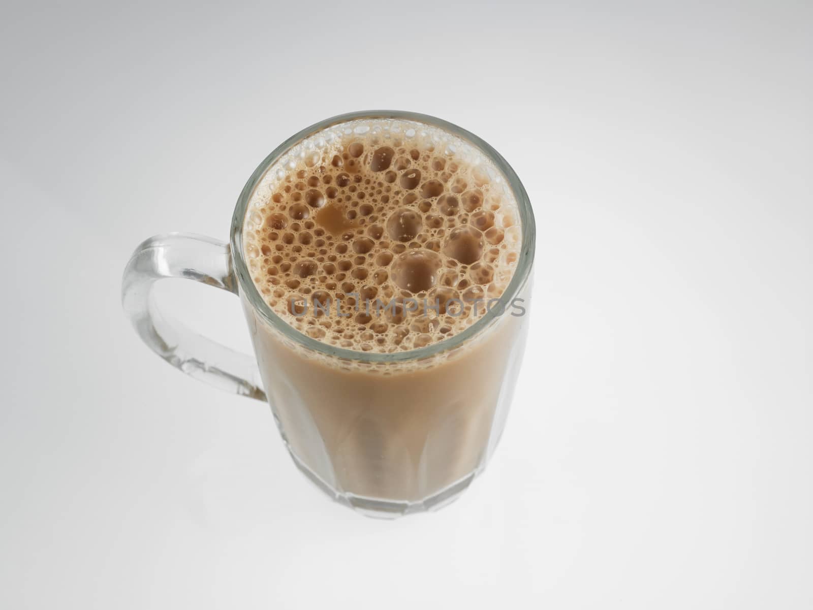 Top view Tea with milk or Teh Tarik in Malaysia