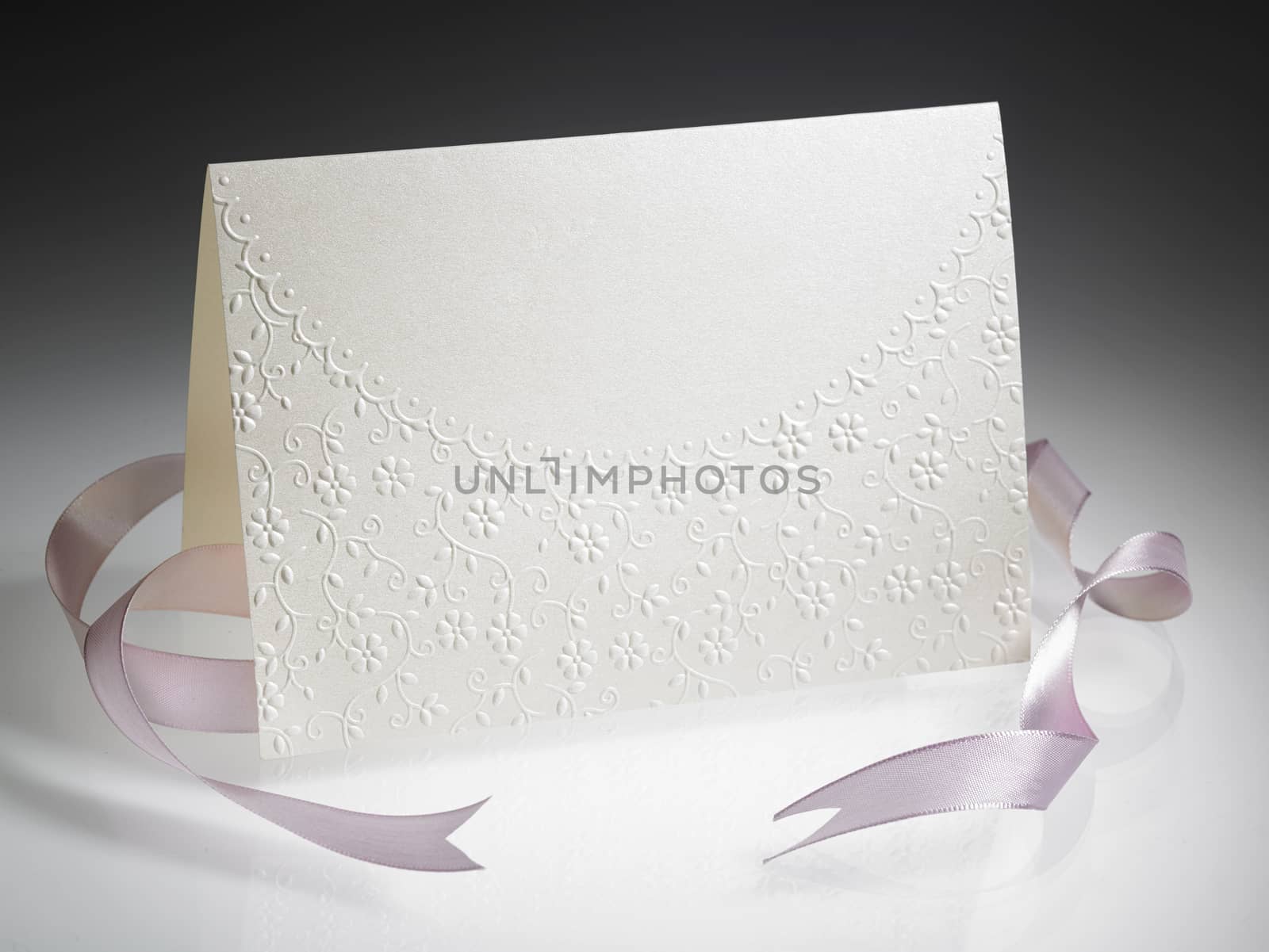 blank greeting card with ribbon