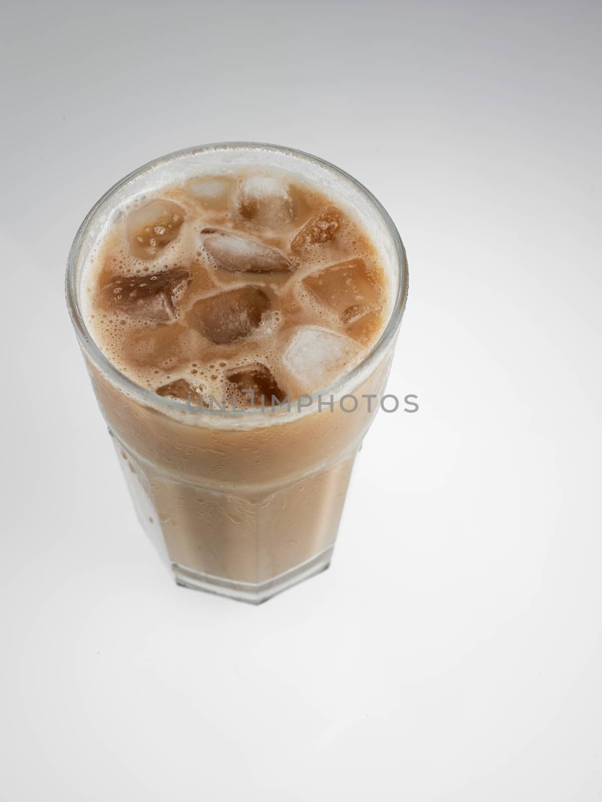milk tea with ice cube or teh tarik with ice