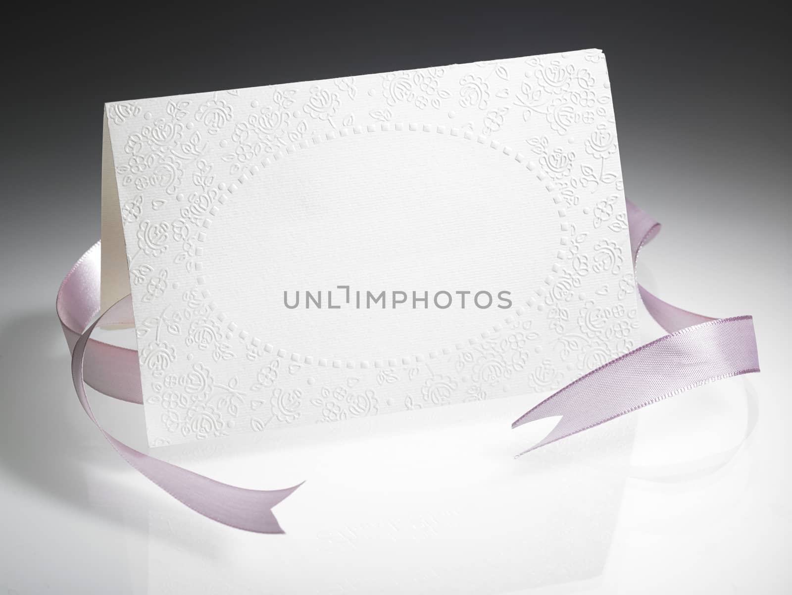 blank greeting card with ribbon