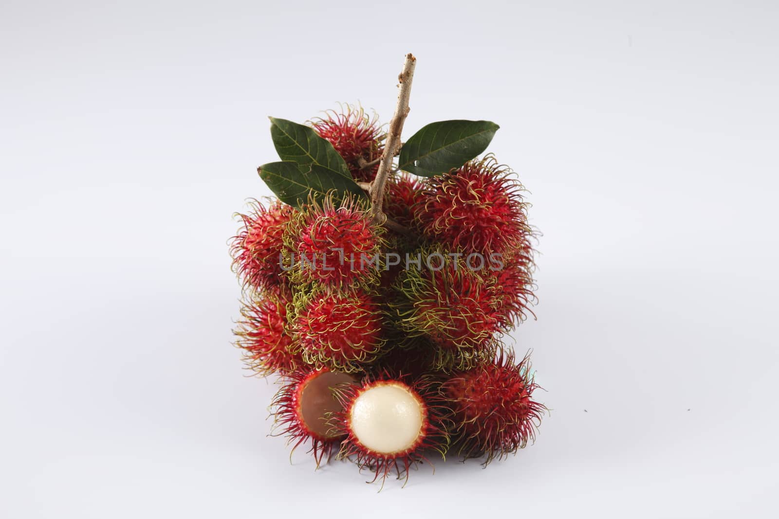 asian fruit rambutan on the plain background