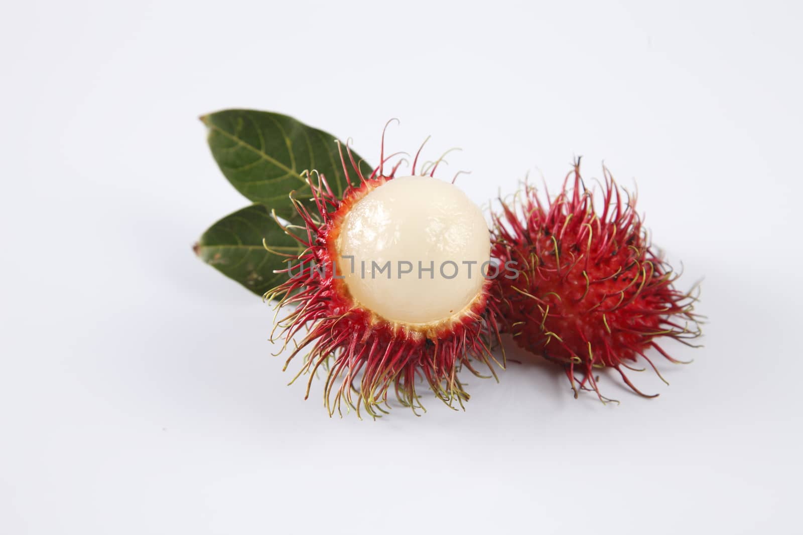 asian fruit rambutan on the plain background