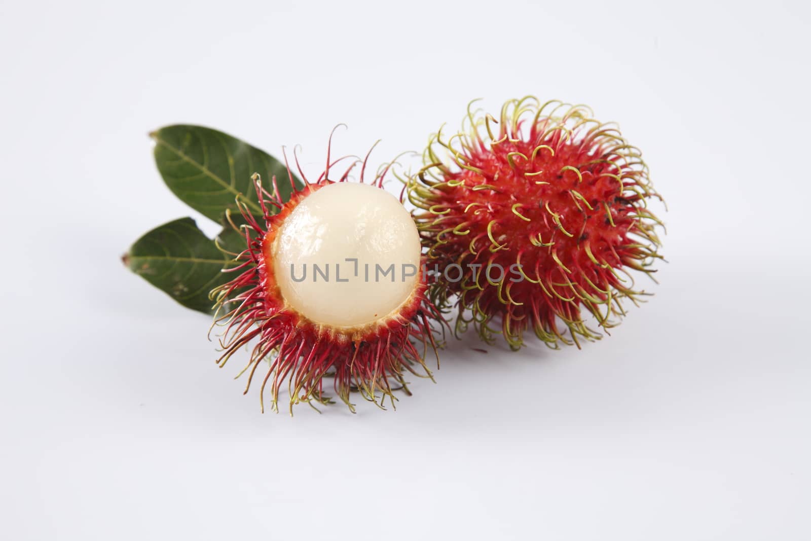 asian fruit rambutan on the plain background