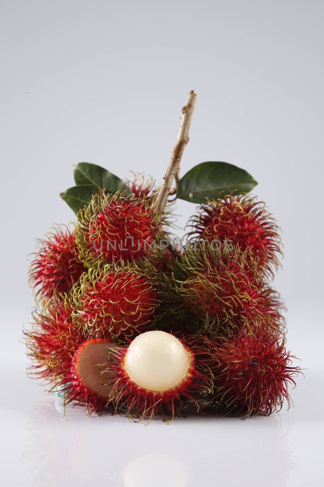 asian fruit rambutan on the plain background