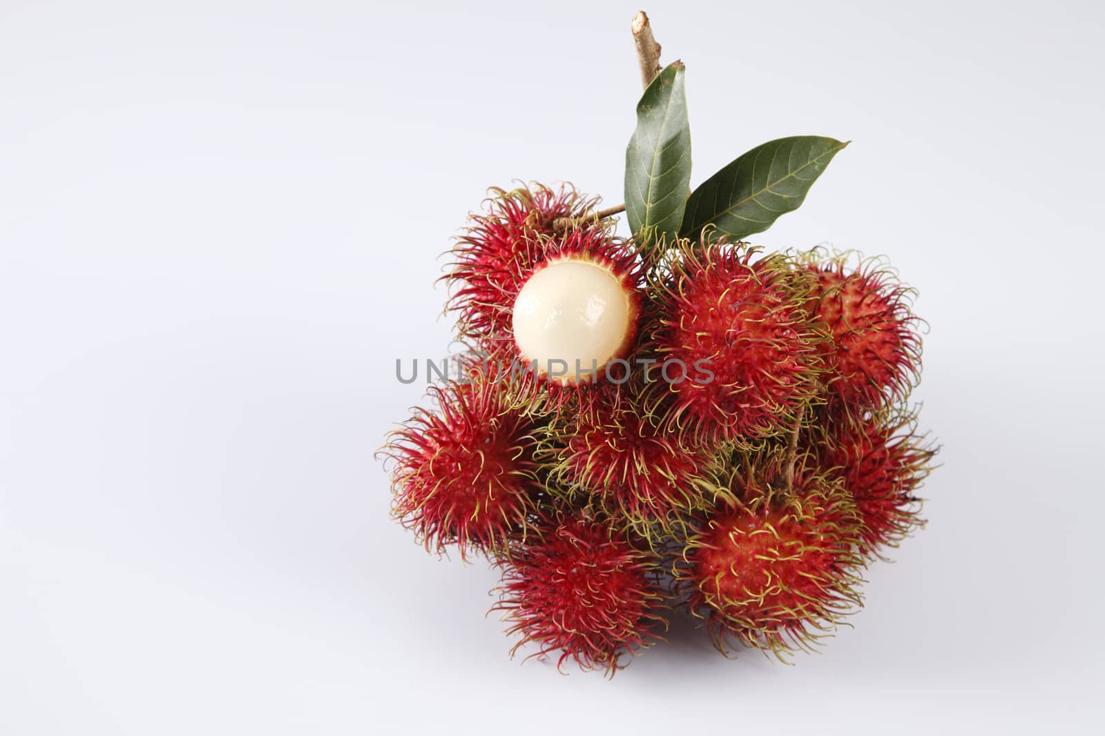 asian fruit rambutan on the plain background