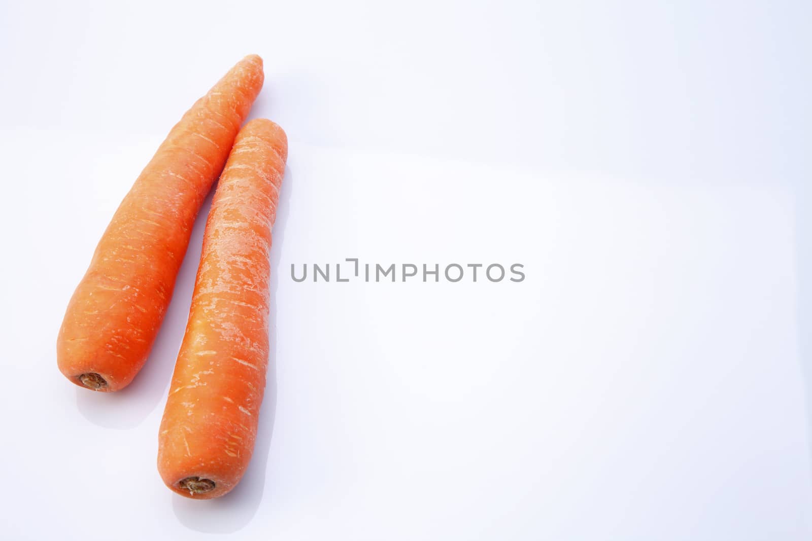 top view of fresh carrot on the white background