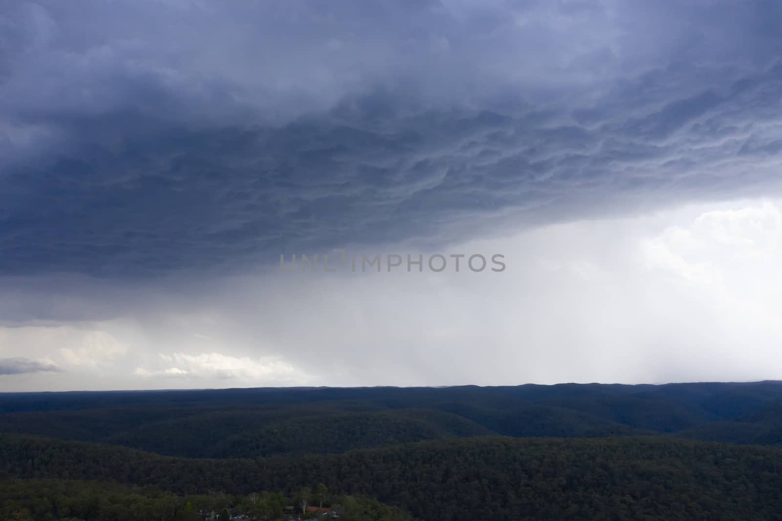 A severe thunderstorm and rain in the greater Sydney basin