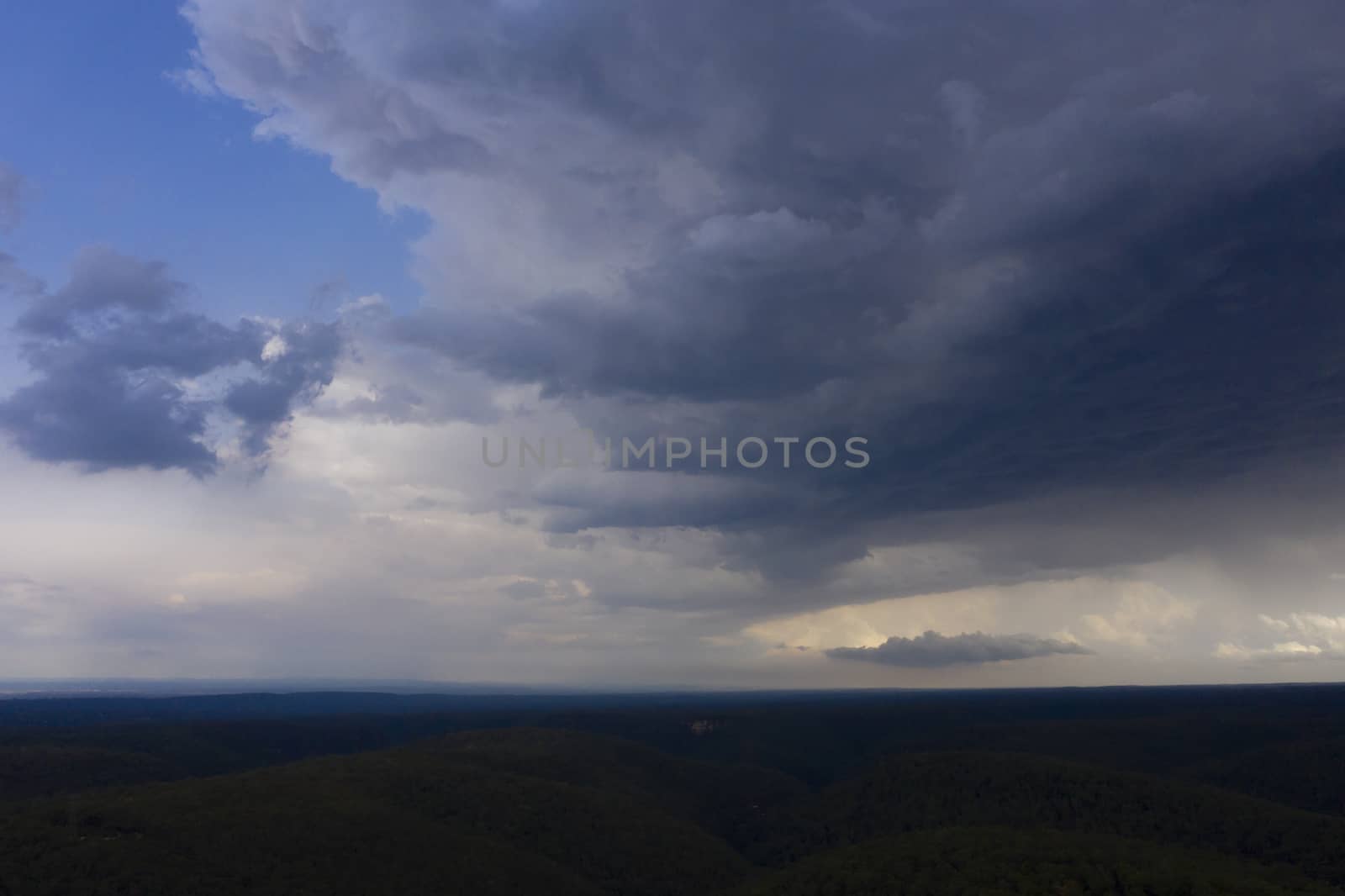 A severe thunderstorm and rain in the greater Sydney basin