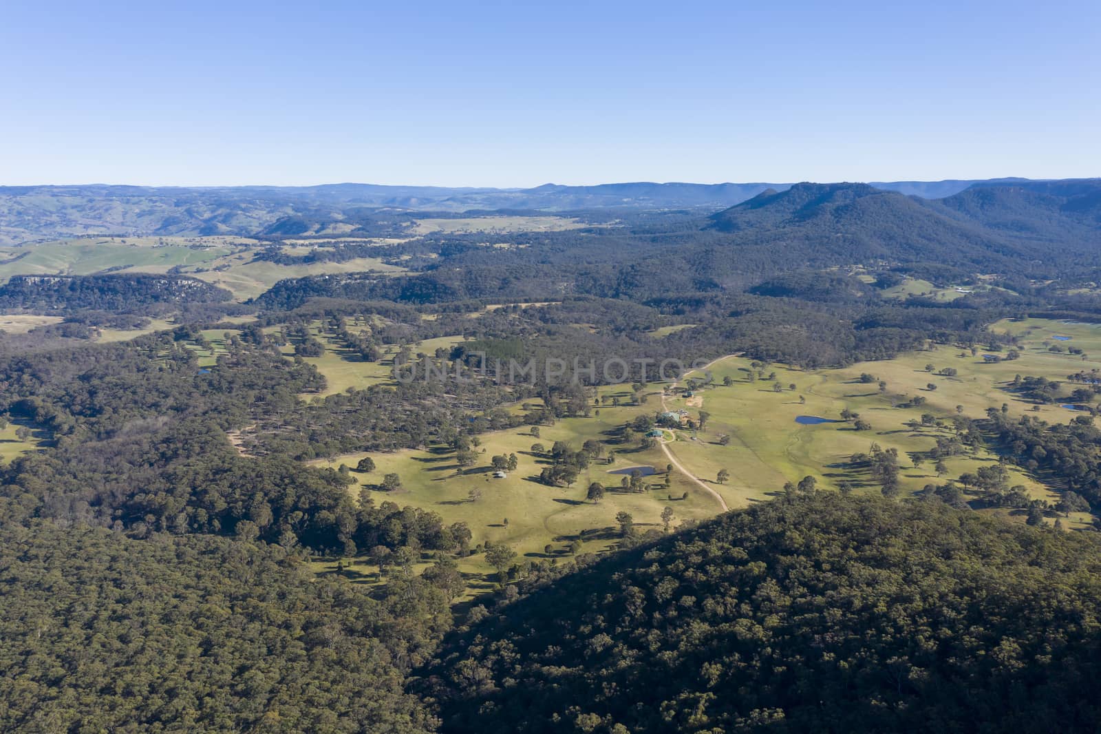 Aerial view of the Kanimbla Valley in The Blue Mountains by WittkePhotos