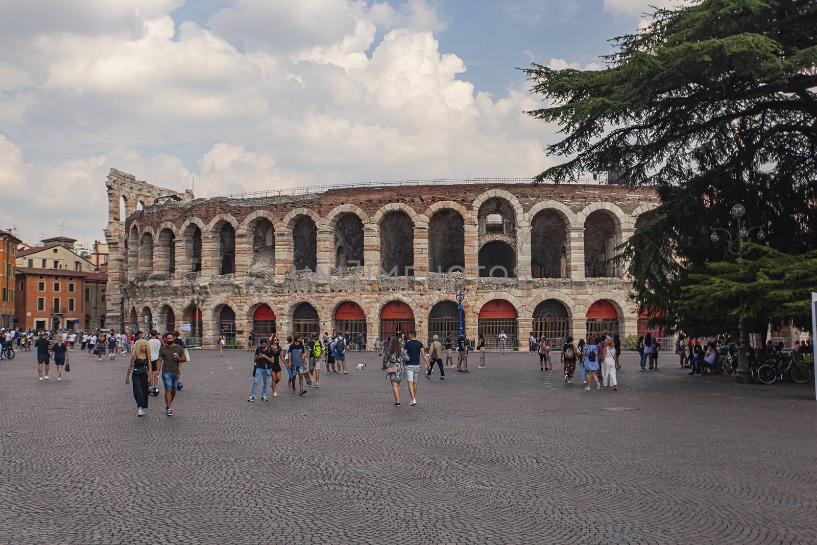 VERONA, ITALY 10 SEPTEMBER 2020: View of Arena of Verona in Italy